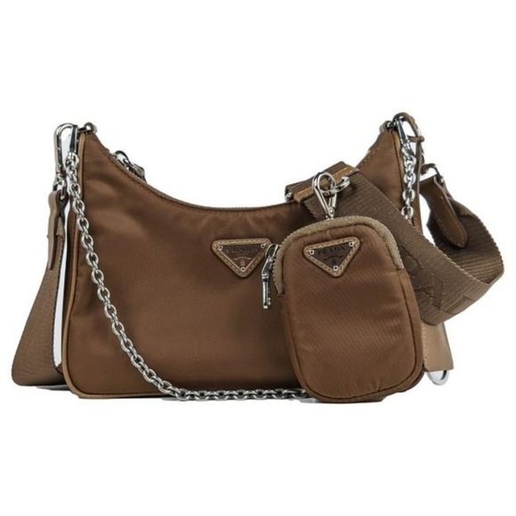 Prada Nylon Cacao Brown Nylon 2005 Re-Edition Crossbody Bag